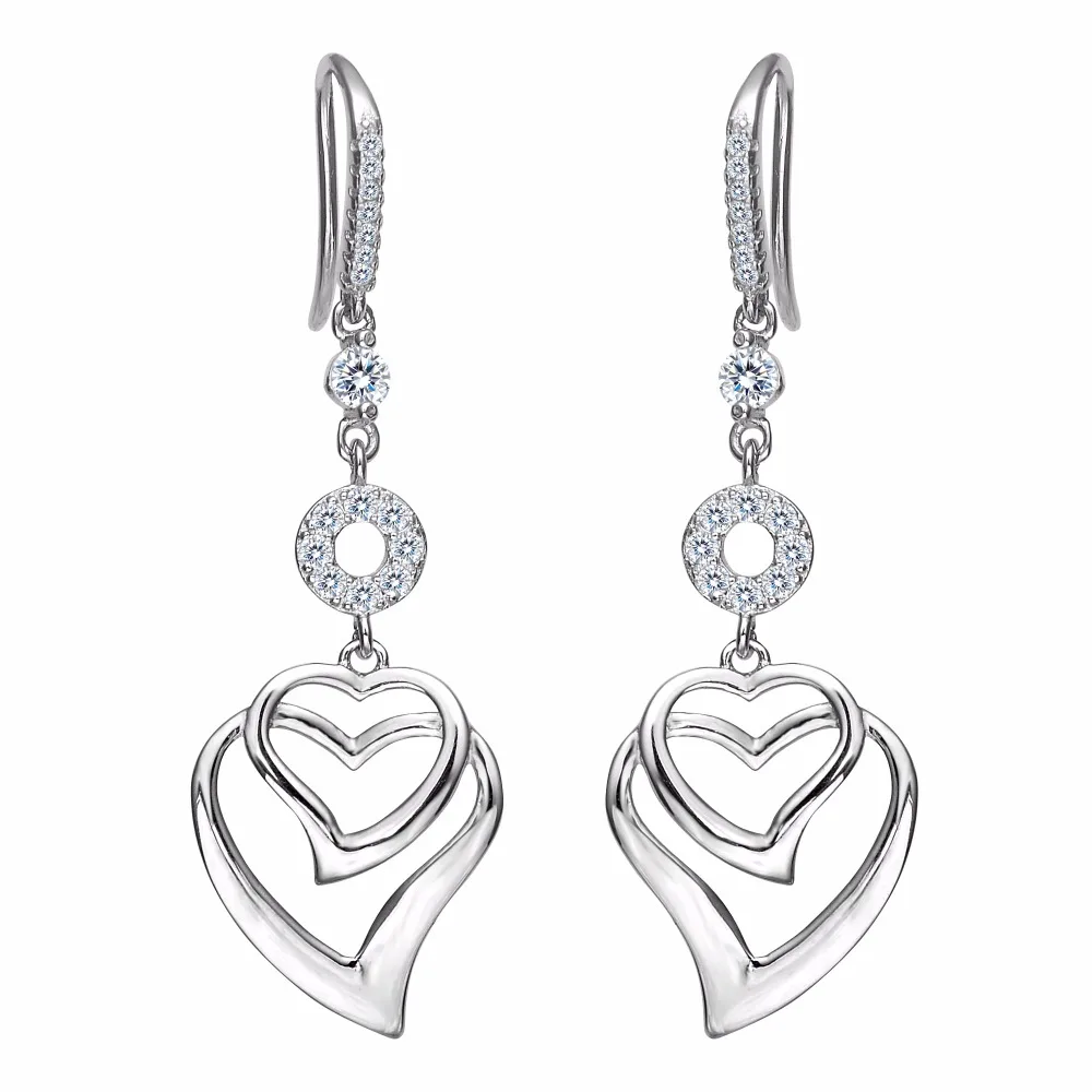 

Tuliper 925 Sterling Silver Hollow Heart Bridal Earrings Cubic Zircon Wedding Earrings For Party Jewelry Valentine's Gift