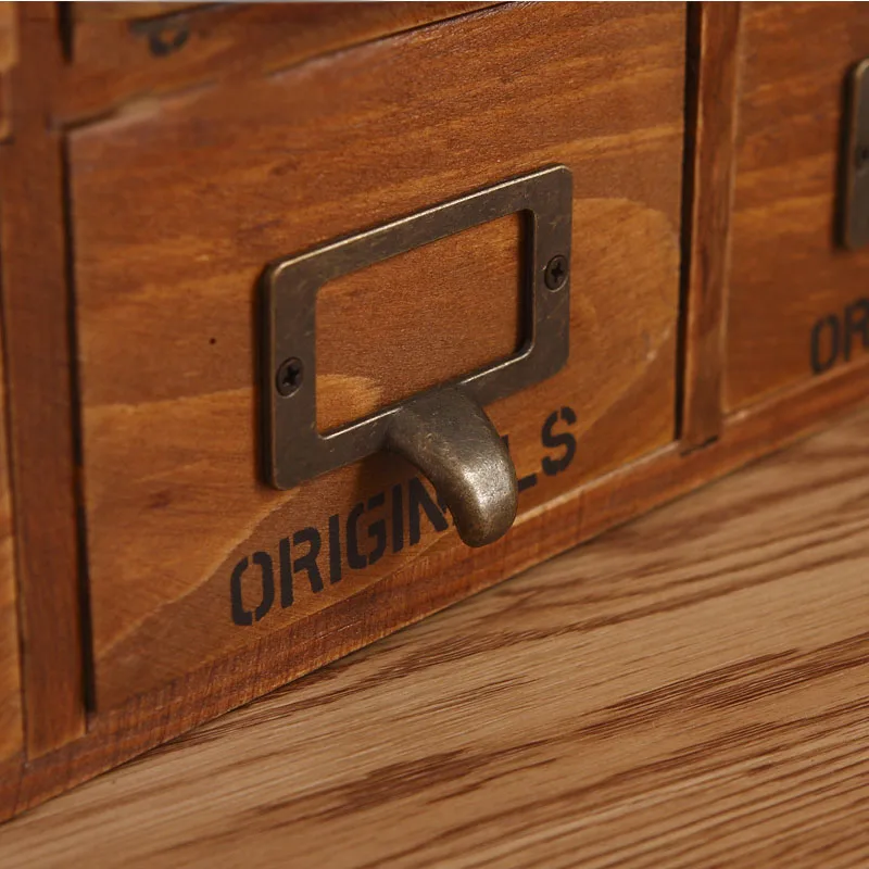 Home Desktop Nine Grid Three Layers Wooden Storage Drawer Jewelry