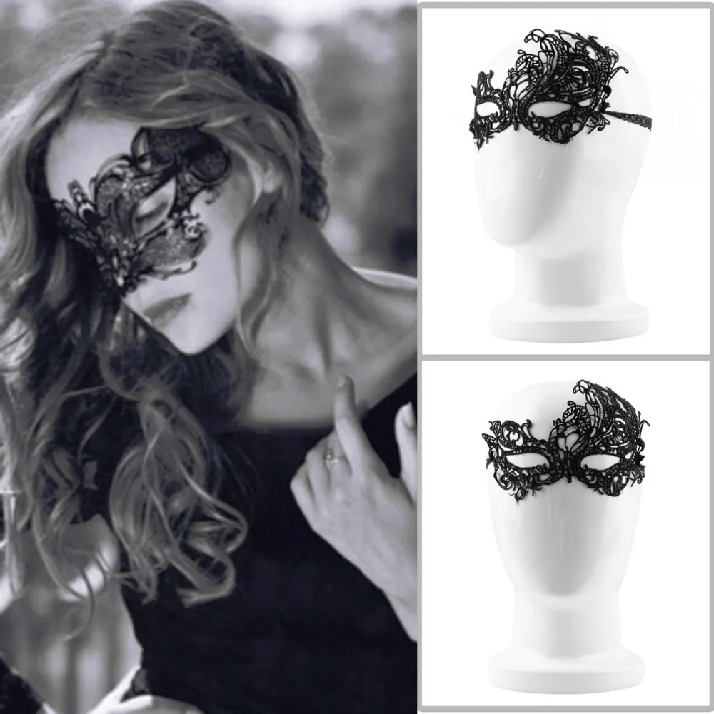 

New Wholesale Women Black halloween masquerade Sexy Lady Lace Mask Cutout Eye Mask for Health Care