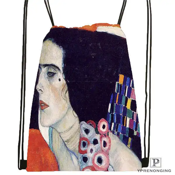 Custom gustav klimt Drawstring рюкзак сумка милый рюкзак дети ранец(черная спинка) 31x40cm#2018612-01-(5 - Цвет: Drawstring Backpack