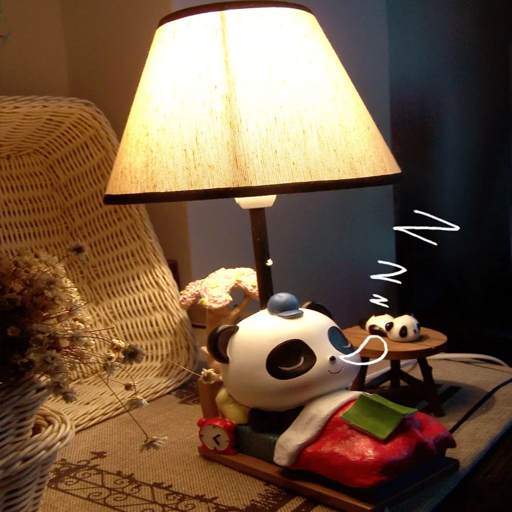 

Creative Panda Eye Watch Table Lamps LED Cartoon Animals Kids Room Bed Bedside Feeding Reading Desk Light