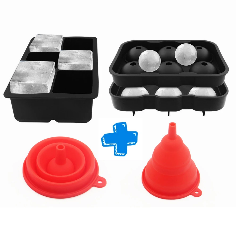 

1 Set 6 Hole Ice Cube Ball Drinking Wine Tray Brick Round Maker Mold Sphere Mould Party Bar Silicone Ice Hockey Maker
