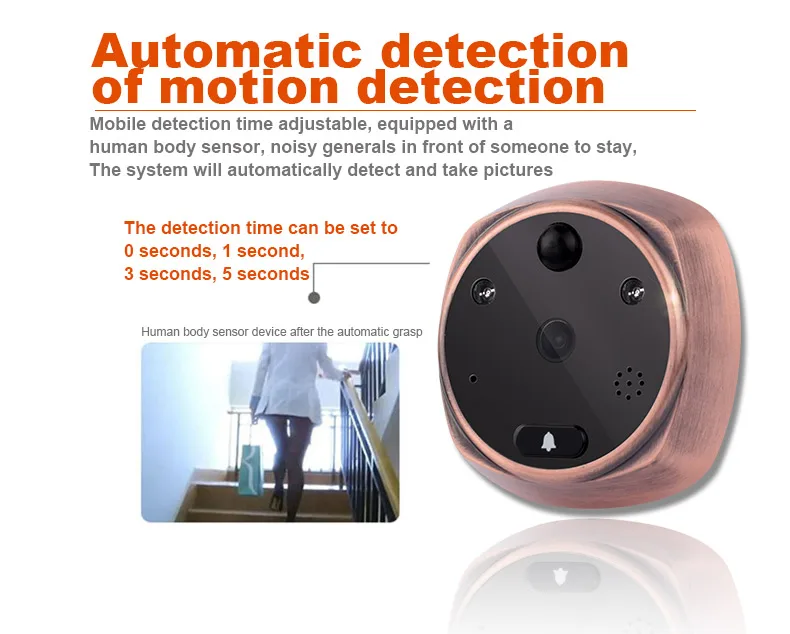 4,3 дюймов 3MP дверной домофон глазок зритель детектор движения видео дверной телефон