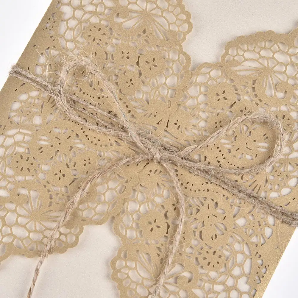  10PCS Laser Cut Wedding Invitations Cards Bowknot Glitter Invitations Card Vintage Wedding Bridal S - 33038289294