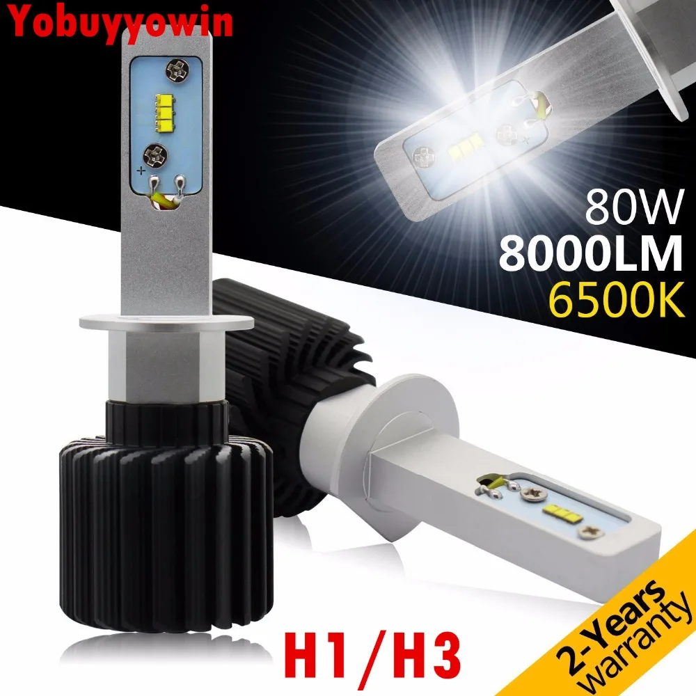 New H1 LED Headlight Bulbs 80W 8000LM 6500K Cool White Lumileds LUXEON ZES Led FOR HELLA RALLYE