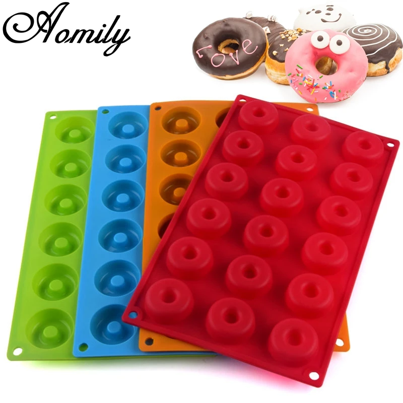 Aomily 18 Holes Donut Mold Dessert Tool Fondant DIY Desserts Sweet Food Bakery Baking Cookie Cake Mould Easy To Clean | Дом и сад