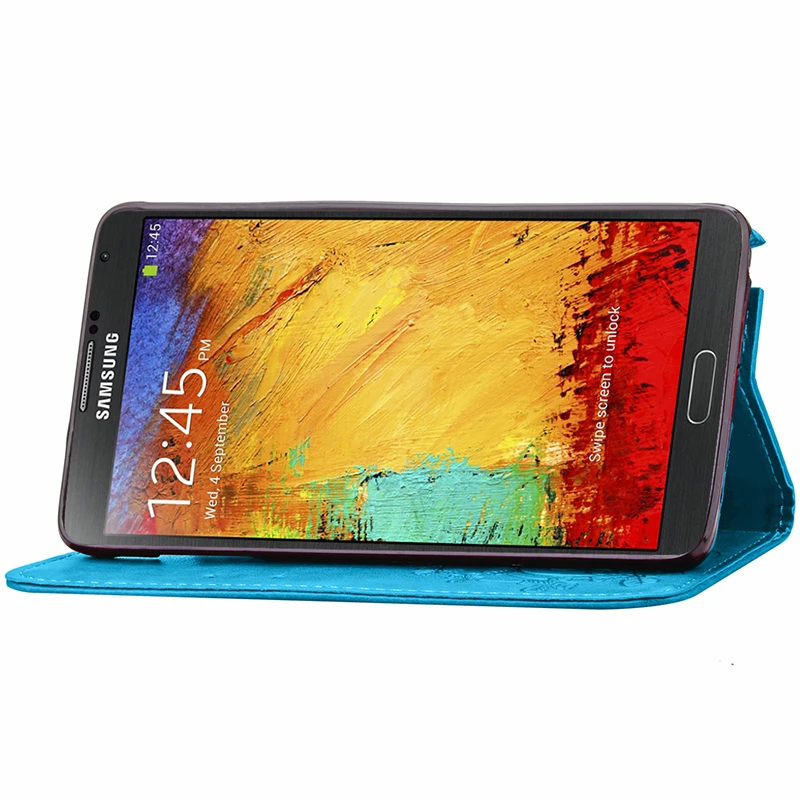 Крышка телефона чехол для Samsung Galaxy Note 3 Note3 SM N9000 N9005 5." Флип Кожа PU ТПУ В виде ракушки Клевер роскошные Алмаз кобура Сумка
