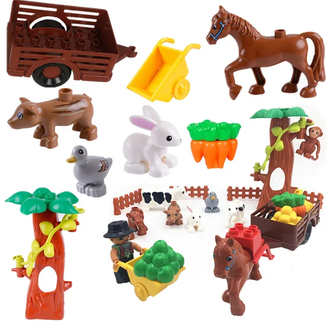single sale diy big size bricks accessories happy farm animals food
