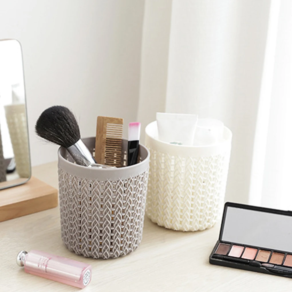 

Plastic Desktop Storage Organizer Table Dustbin Sundries Barrel Cosmetics Jewelry Storage Box Office Trash Can