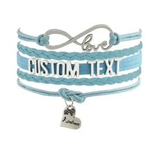 Прямая Браслет «бесконечность» на заказ цвет текста кожаный шнурок браслет доброту Рождественский подарок