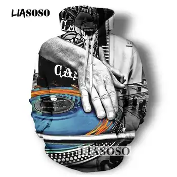 

LIASOSO Hip Hop Style Printed Hoodies DJ Turntable Musical Instruments 3d Pattern Hoody Personality Streetwear Hoodies R4050