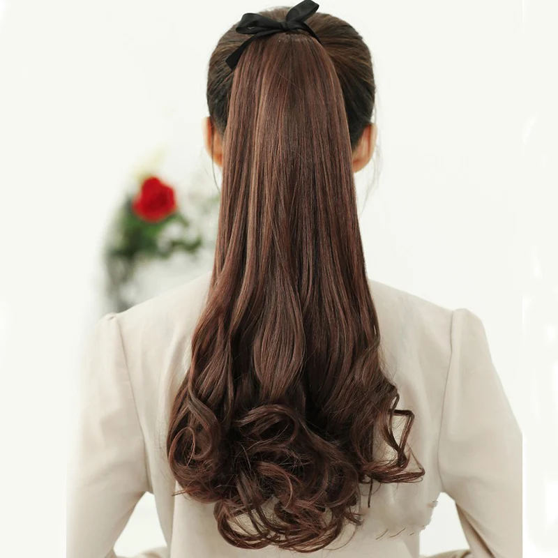 SHANGKE Long Wavy Ponytail Natural Fake Hair Tails Women Heat Resistant Synthetic Ponytails Women Fault Hair Pieces Hairstyle