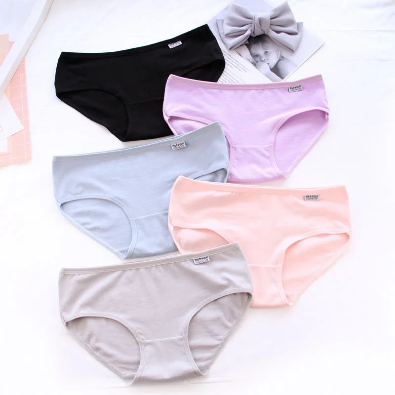 

5pct/set Lingerie Sexy Panties Women Underwear M String candy simple women's underwear solid color women's briefs