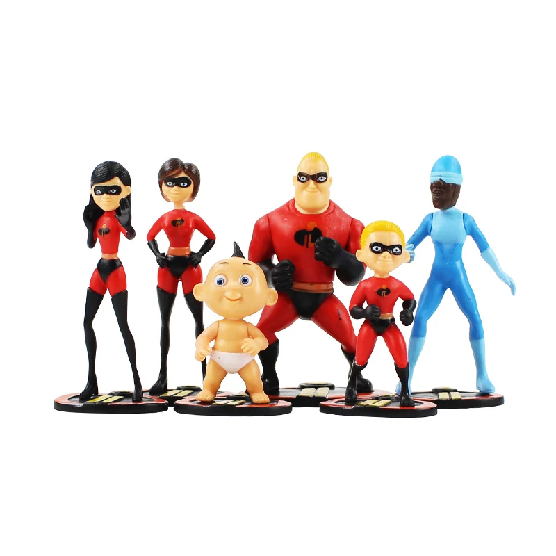 

6Pcs/Set Super man The incredibles 2 Figure Mr. incredibles Dash Parr Jack Parr Elastigirl PVC Action figures toys 6~10cm