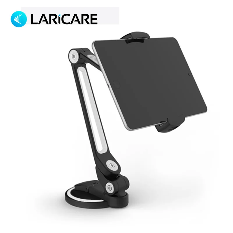 LariCare настольная подставка для телефона. Универсальная подставка для телефонов 4-11 дюймов. Основание всасывания и держатель зажима. Алюминиевый сплав держатель