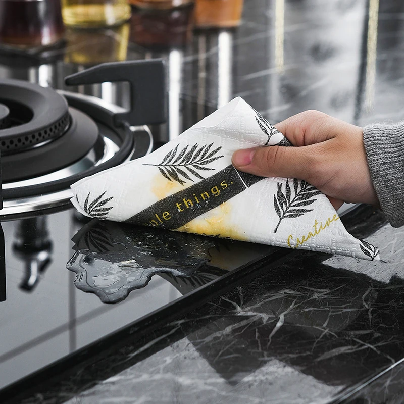 

30pcs/Roll Disposable Non-woven Fabric Absorbent Lint Rag Lazy Non-stick Oil Kitchen Cleaning Wipe Table Dish Clothes