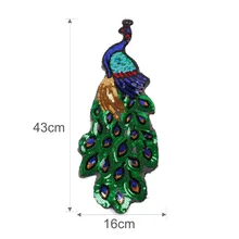 FENGRISE Sequin Embroidery Peacock Patch Sewing On Fabric For Dress Cloth Motif Applique DIY Embroidered Patchwork Accessories