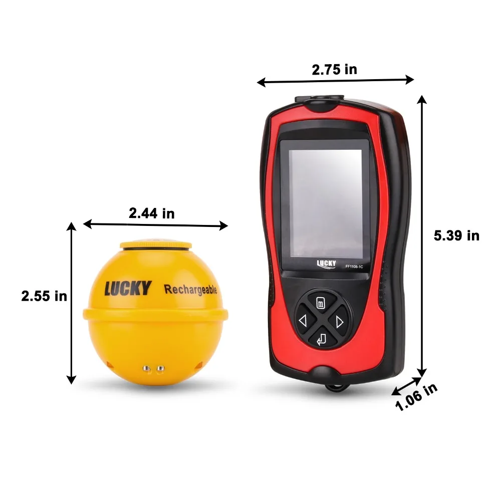 Sonar Fish Finder for Fishing FF1108-1CWLA English&Russian Menu Wireless Sonar Color Fishfinder 147ft/45m Water Depth Sonar Fish