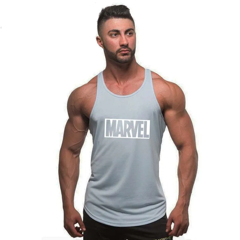 Light gray 4 Мужская майка для бодибилдинга для фитнеса, майка с суперменом, брендовая майка, одежда для тренажерного зала, хлопковая рубашка без рукавов, облегающие Топы - Цвет: Light gray 4