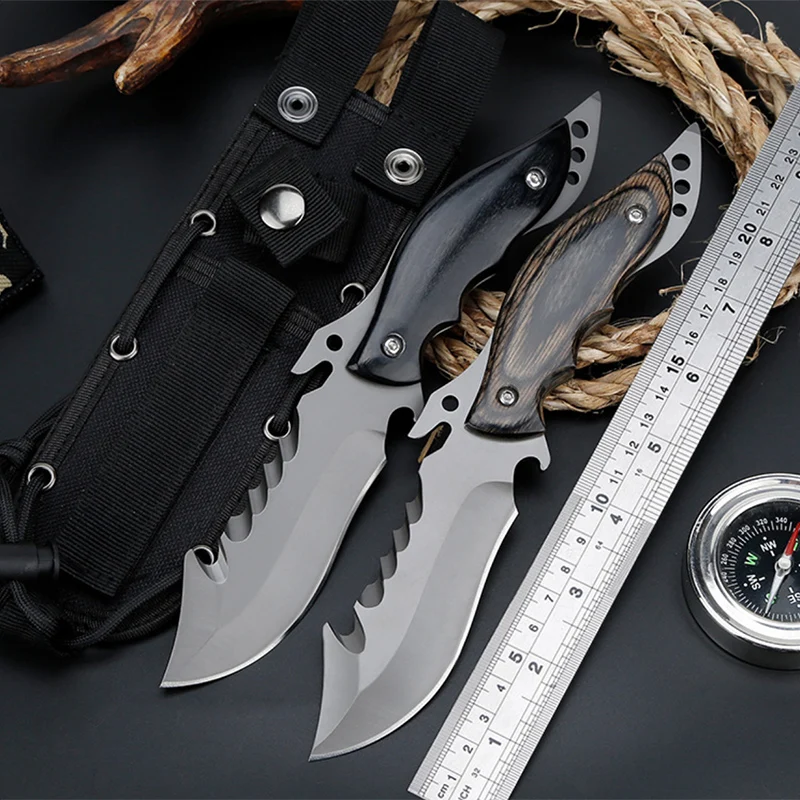 Survival diving knife fixed blade Sharp blade cut the rope hook back