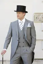 2017 Latest Coat Pant Design Light Grey Tailcoat Men Suit Slim Fit 3 Piece Tuxedo Custom Groom Blazer Style Suit Terno Masculino