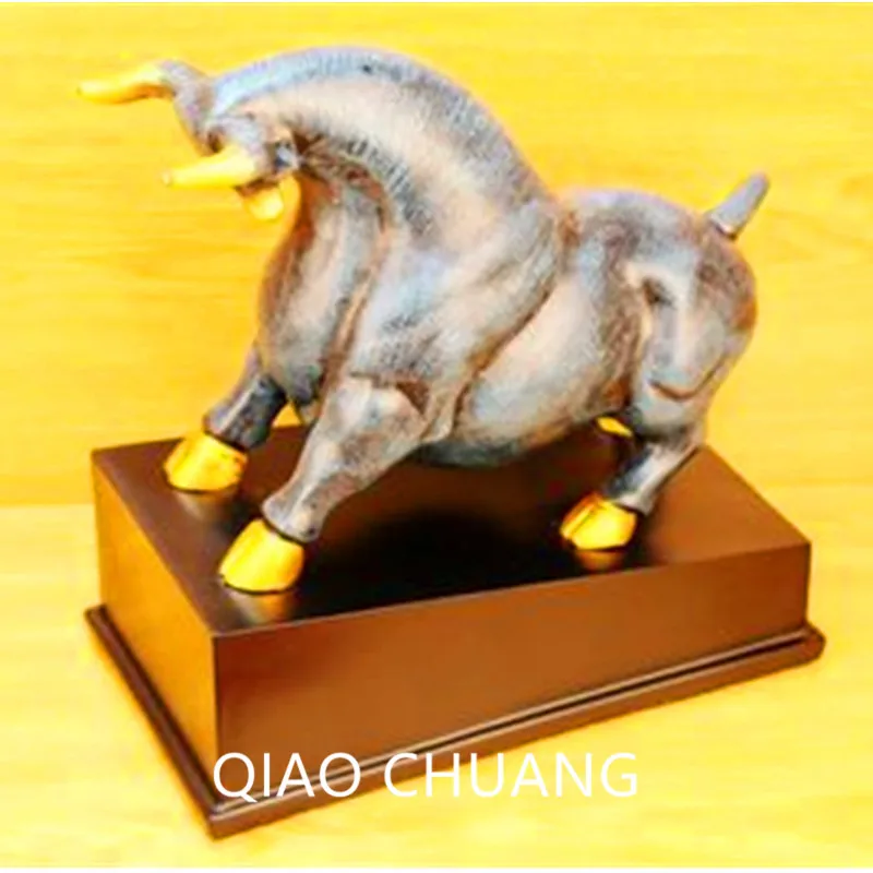 

European Style Blue Bull Resin Animal Sculpture Creative Craftwork TV Bench Decoration Home Furnishing Articles S497