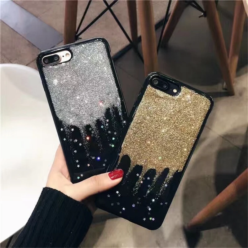 

Bling Star Glitter Quicksand Phone Cases For iPhone 6 6Plus Case Fashion Original Quicksand Soft Silicone For iphone 7 8 X Cases