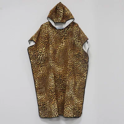 Lightweight Microfiber Wetsuit Changing Robe Surf Poncho Towel with Hood Leopard Quick Dry Hooded Towels for Swim Beach Pool - Цвет: Leopard