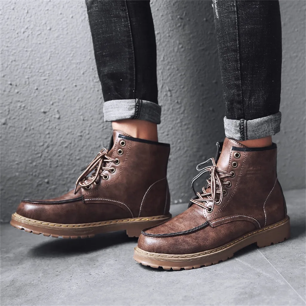 Casual Round Toe Ankle Boots Men Fashion Motorcycle Boots Men Waterproof Retro Autumn Boots Men NEW Arrival