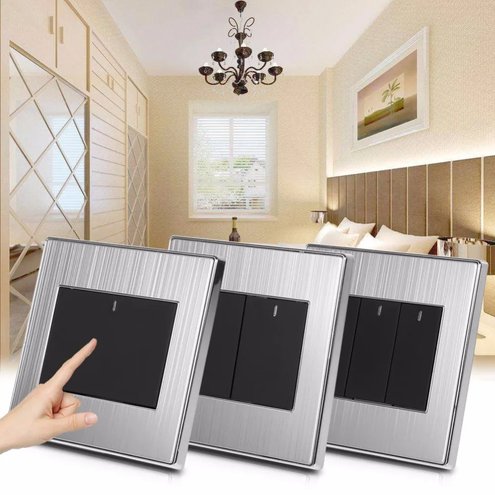 Home Wall Light Switch 1/2/3 Gang 1 Way 250V 10A Electrical Push