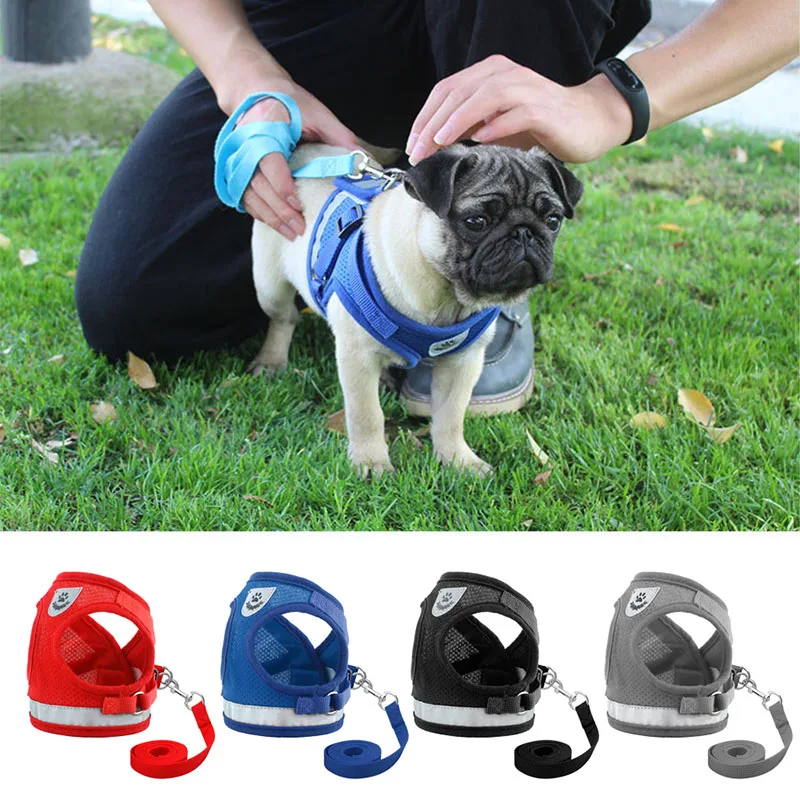 

Dog Harness for Chihuahua Pug Small Medium Dogs Nylon Mesh Puppy Cat Harnesses Vest Reflective Walking Lead Leash Dog Product