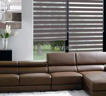 

100% Polyester no formaldehyde Fold Zebra Blinds in Coffee Transparent Customized Window Curtains for Living Room