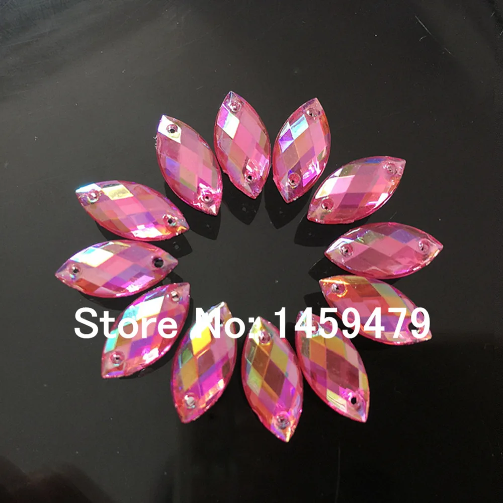 60 Clear Marquise Bead Acrylic Rhinestones Gem 7x15 mm Flatback 2 Holes Sew on