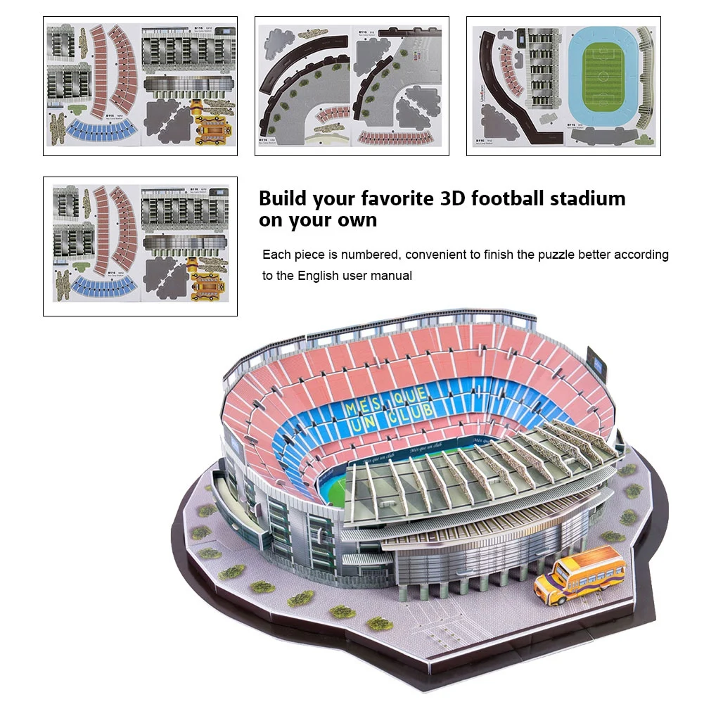 3D головоломка Кубок мира по футболу поле DIY сборочная Бумажная модель для детской игры-головоломки Барселона Camp Nou