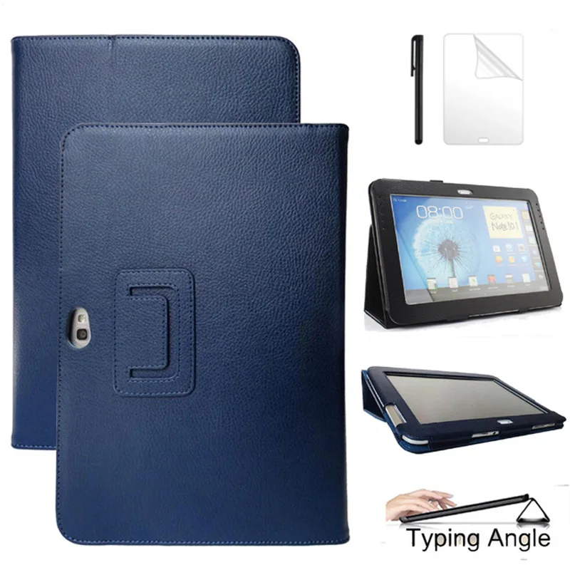 

PU Leather Stand Case for Samsung Galaxy Note 10.1 N8000 N8010 N8020 Smart Stand Funda Cover Protective Shell Case +Film