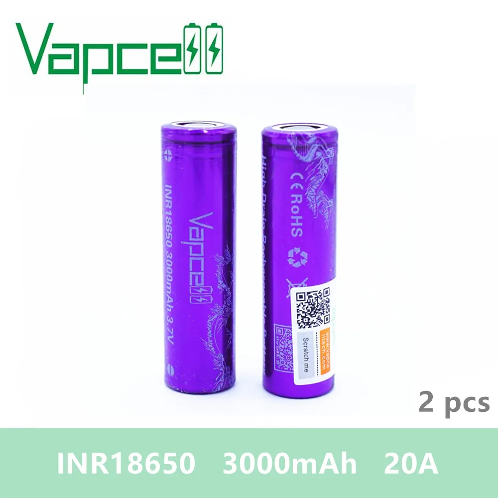 

2pcs VAPCELL 18650 3000mAh 20A 3.7V rechargeable HIGH POWER lithium battery continuous vs keeppower smoke E-CIG IMR BATTERY