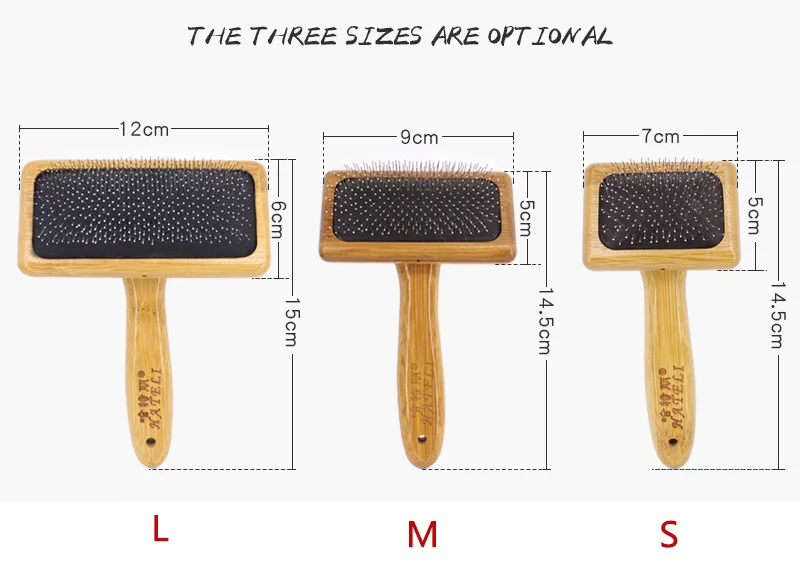 HE 1 Pcs Multi-purpose Wooden Needle Comb for Dog Cat Pet Hair Beauty Grooming Tool Stainless Steel Pin Brush Dog Hair Brush