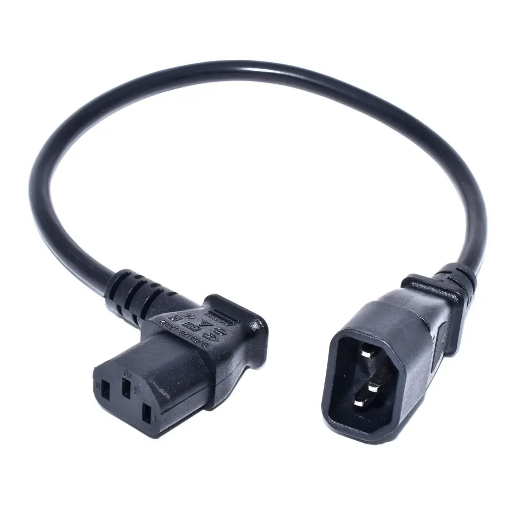 

AC Power Cord IEC320 C14 male To C13 Right Angle Power Extension cable device L-30CM