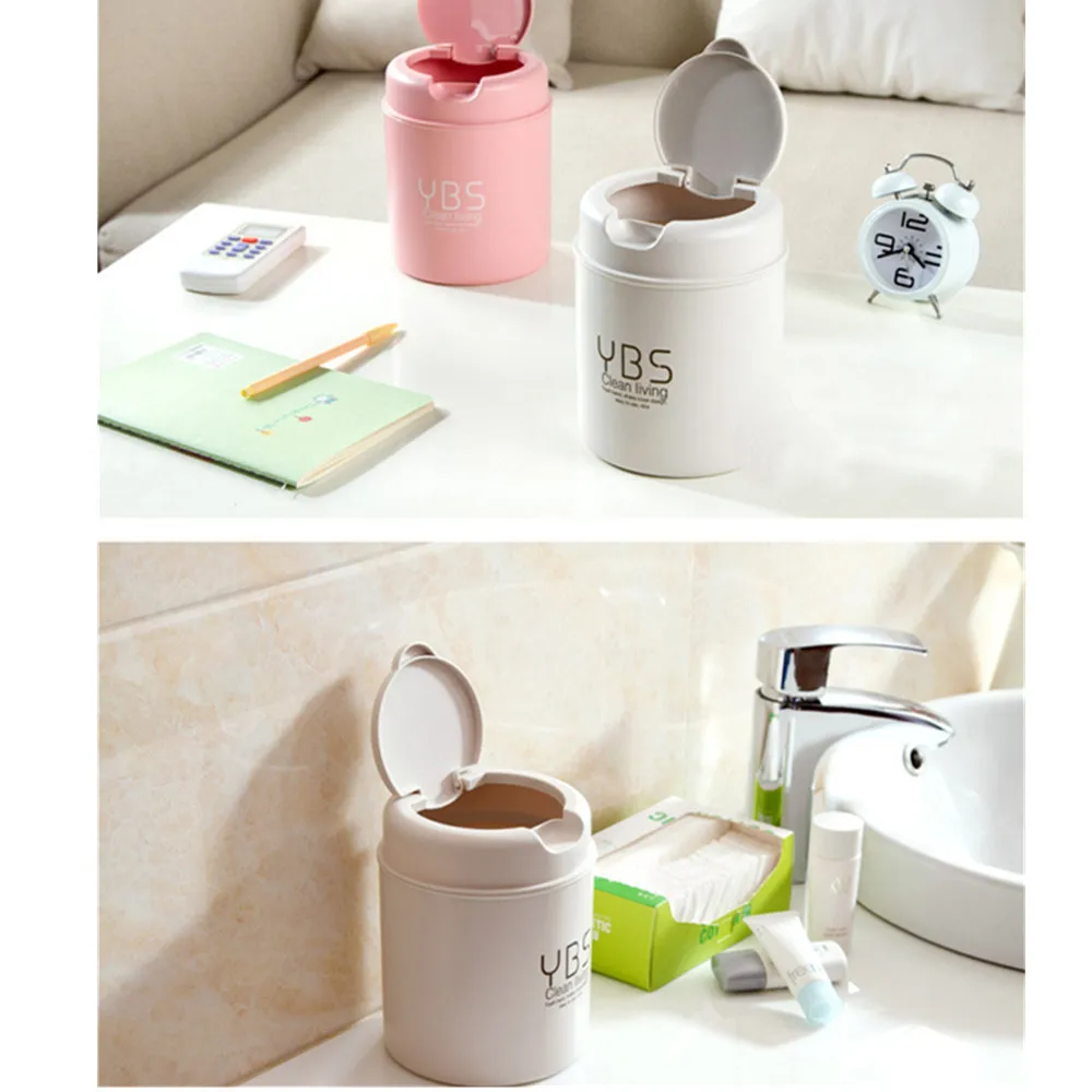 Trumpet Desktops letter print Mini Trash Can Creative Covered Kitchen Living Room waste bins prullenbak keuken