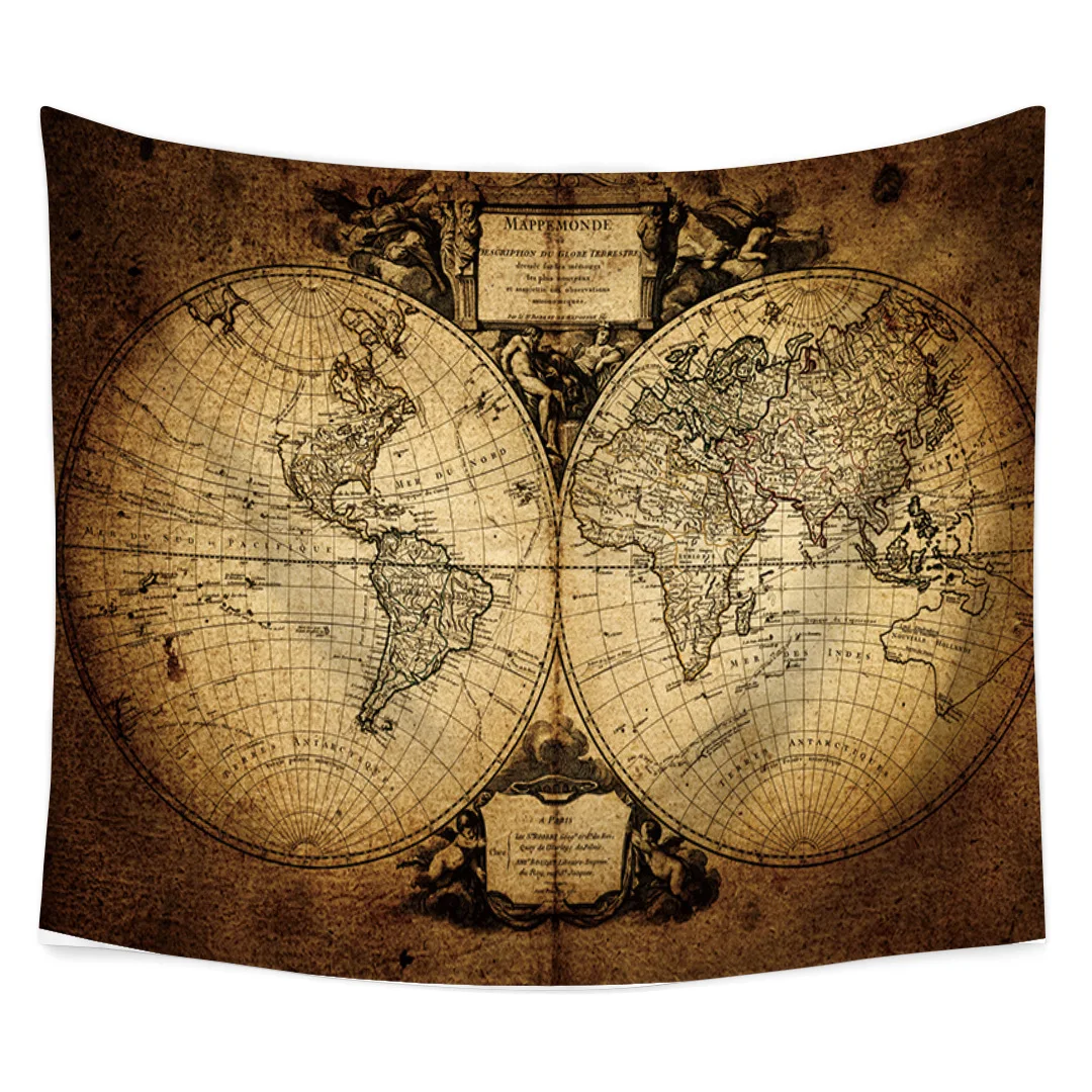 Home Garden World Map Globe Tapestry For Living Room