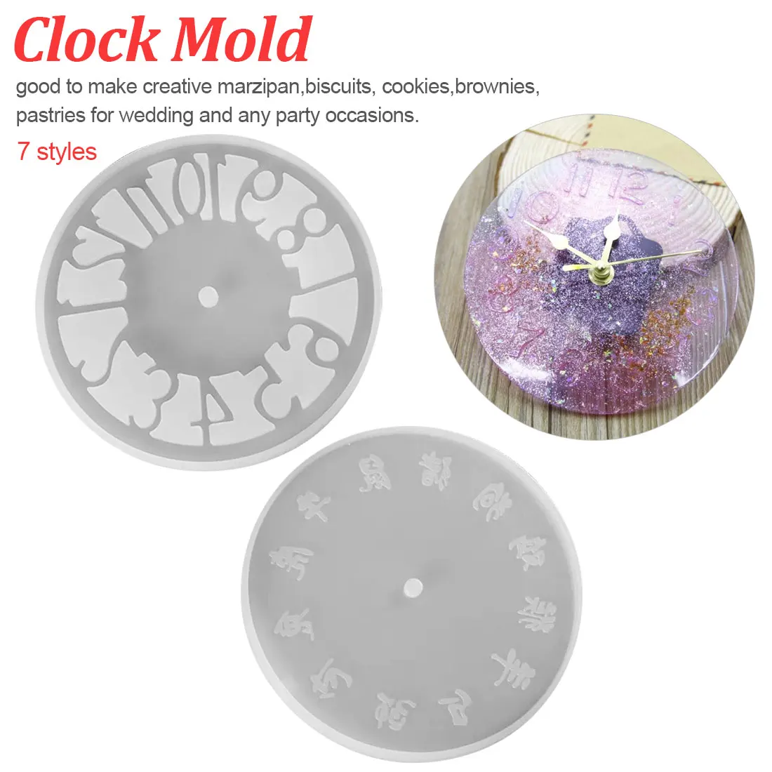 

Clock Pendant Craft DIY Transparent UV Resin Liquid Silicone Combination Molds for DIY Making Finding Accessories