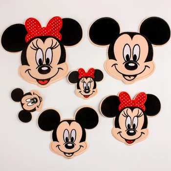 

Mickey Minnie Sweater Baseball Jacket Cloth Patches For Clothing Iron On Embroidered Appliques DIY patch Fine embroidery badges