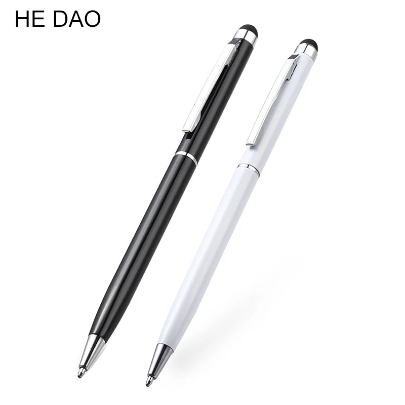 5Pcs 2in1 Capacitive Touch Screen Stylus& Ballpoint Pen For Mobile Phone Black Free Drop Shipping Material Escolar