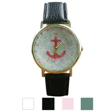 Fashion Stripe Watches Anchors Pattern Leather Band Analog Quartz Vogue Wrist Watch Freeshipping&Wholesale
