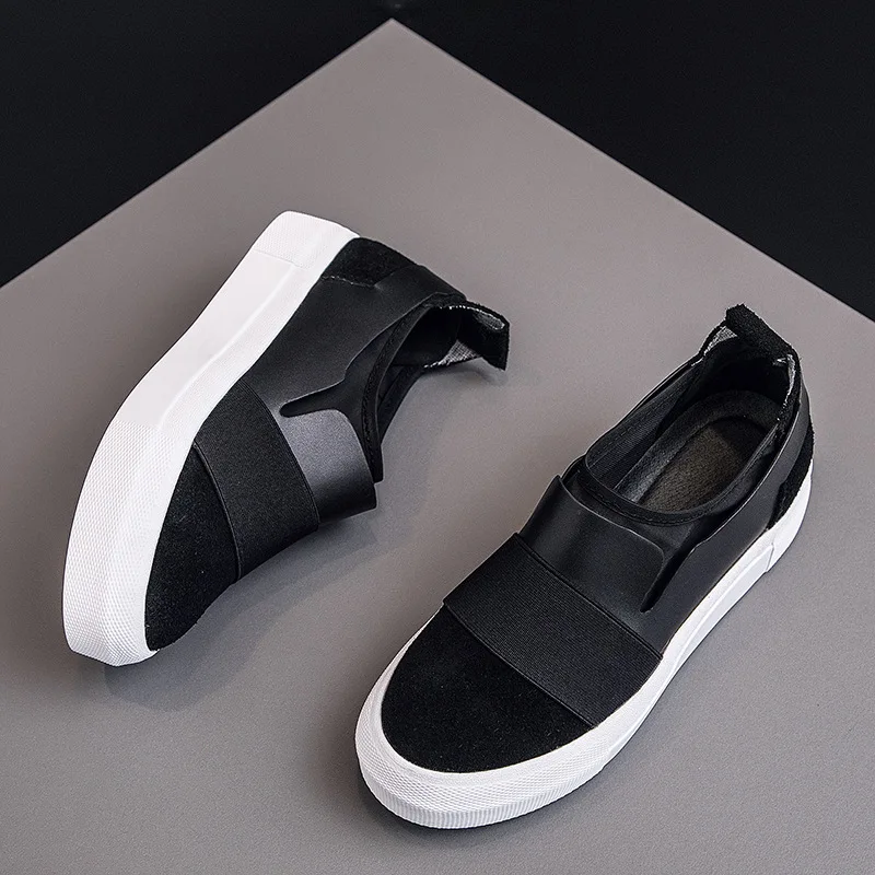 JINBEILEE Women's Skateboard Shoes Leather Casual Muffin Thick Bottom Lazy One Foot Women's Canvas Shoes JINBEILEE Women's Skateboard Shoes Leather Casual Muffin Thick Bottom Lazy One Foot Women's Canvas Shoes
