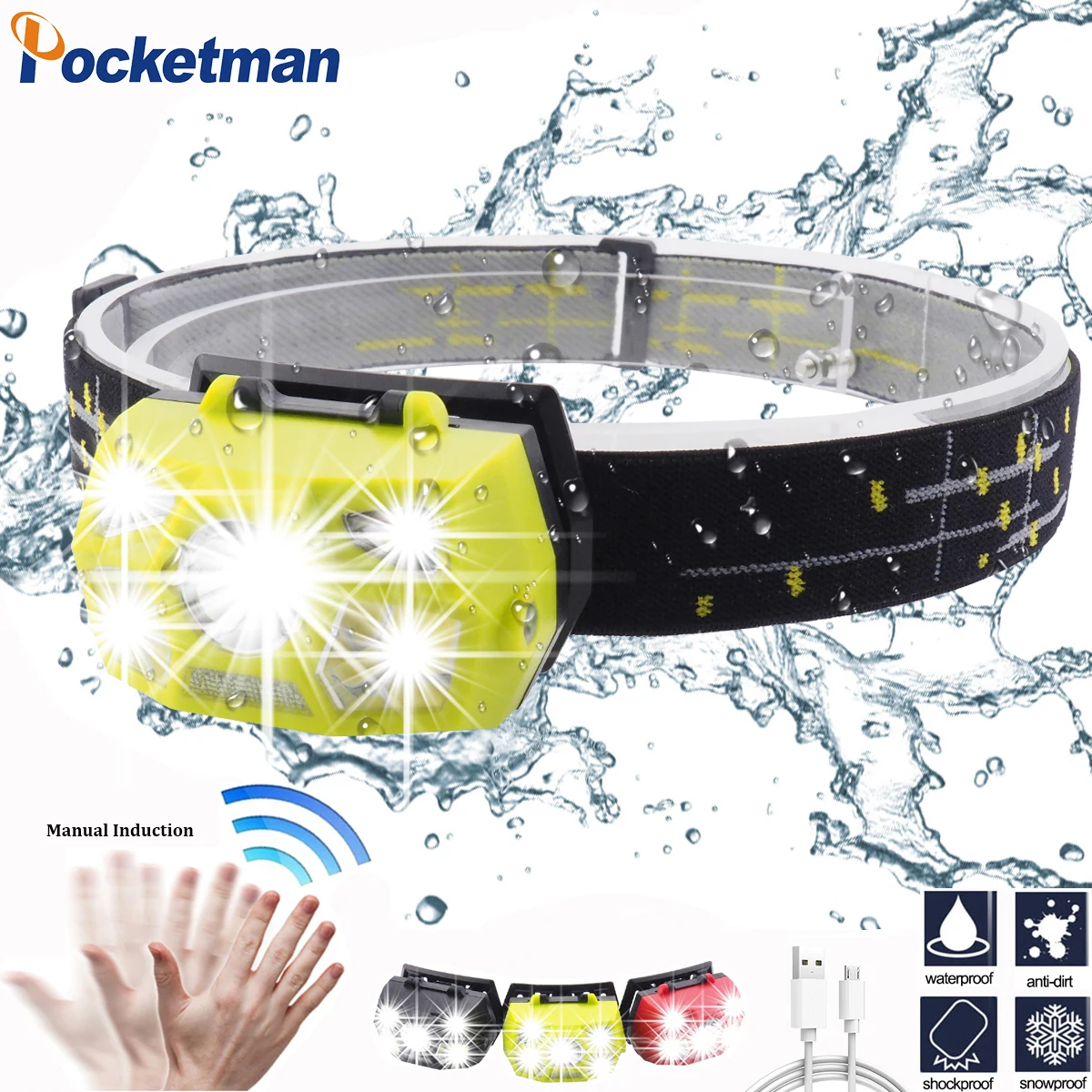 

6000 Lumen Mini Rechargeable LED HeadLamp Body Motion Sensor LED Bicycle Head Light Lamp Outdoor Camping Flashlight With USB