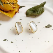 HUANZHI новые трендовые полупрозрачные опаловые простые сгибающиеся офисные геометрические серьги-гвоздики из сплава для женщин вечерние Ювелирные изделия Подарки