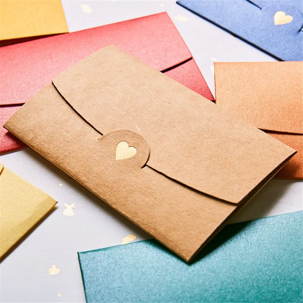 

20pcs Gilding Love Heart Envelope Blank Postcard Wedding Invitation Card Paper Bag Letter Envelope For Party Office Stationery