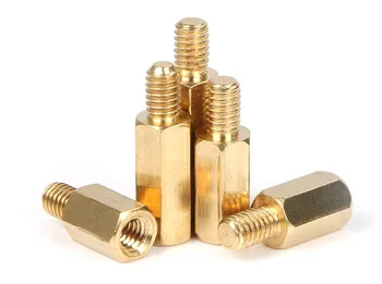 

10PCS M4*L+6mm Copper Brass Pillars Standoff Circuit Spacer PCB Board Nut Screws Hex Round Single Cylinder Head
