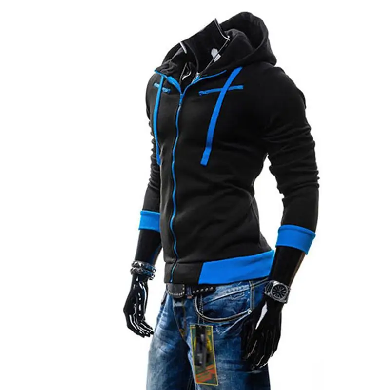 

MISSKY New Autumn Spring Men Sweatshirt Matching Color Fleece Cardigan Hoodie Windproof Warm Drawstring Jacket Male Clothes